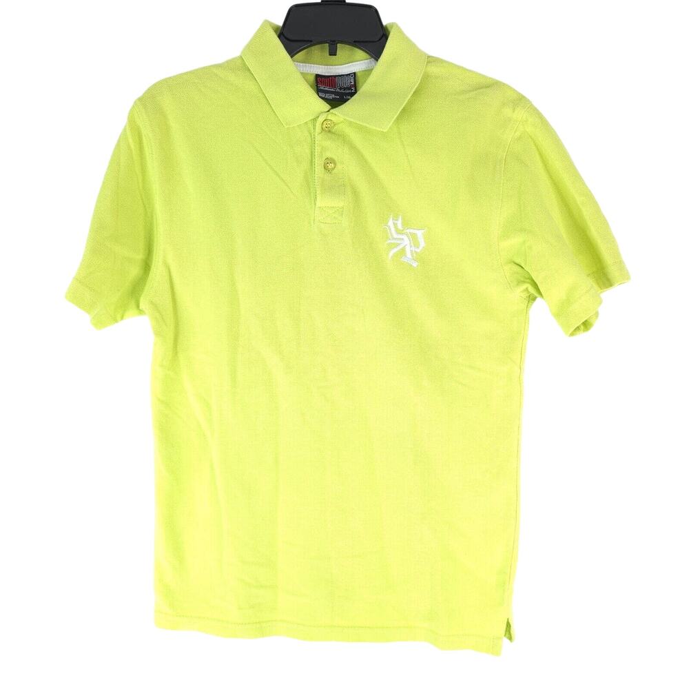 Vintage Southpole Polo‎ Shirt Kids Youth Large 16-18 Neon Green/Yellow Y2K
